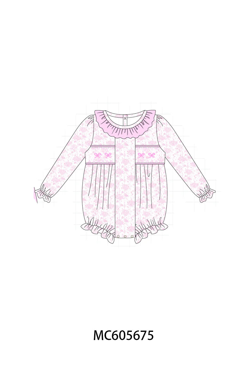 PO95 Pink bow smocked ruffle collection - Bubble