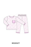 PO95 Pink bow smocked ruffle collection - Pajamas