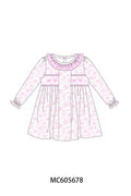PO95 Pink bow smocked ruffle collection - Dress