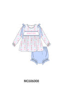 PO95 Blue MAMA'S GIRL embroidery floral collection - Bloomer Set