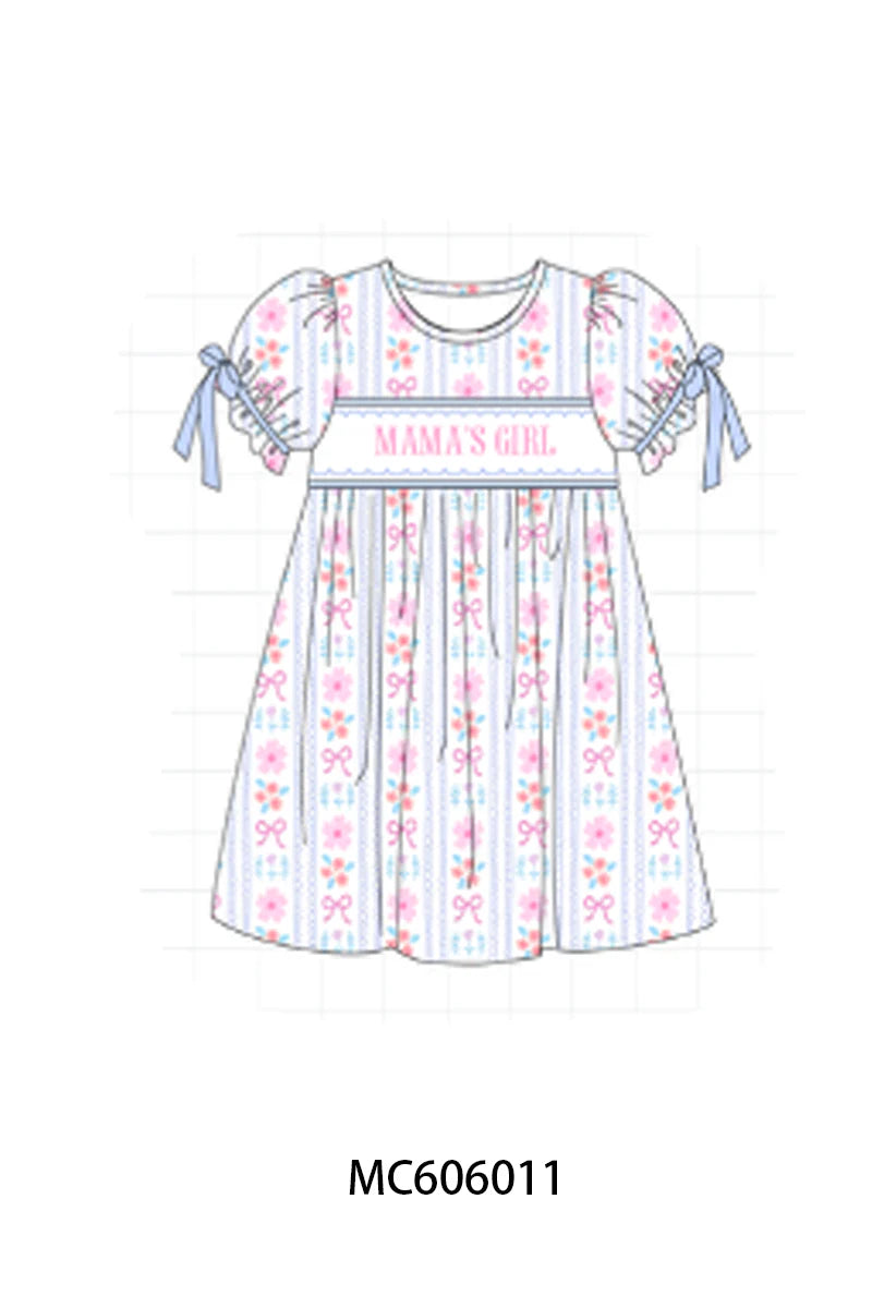 PO95 Blue MAMA'S GIRL embroidery floral collection - Dress