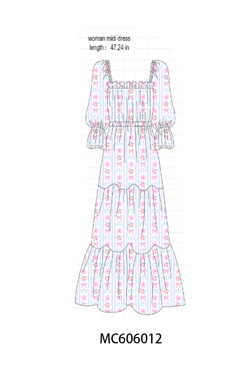 PO95 Blue MAMA'S GIRL embroidery floral collection - Mommy Match