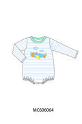 PO95 Mint airplane applique stripe collection - Boy Bubble