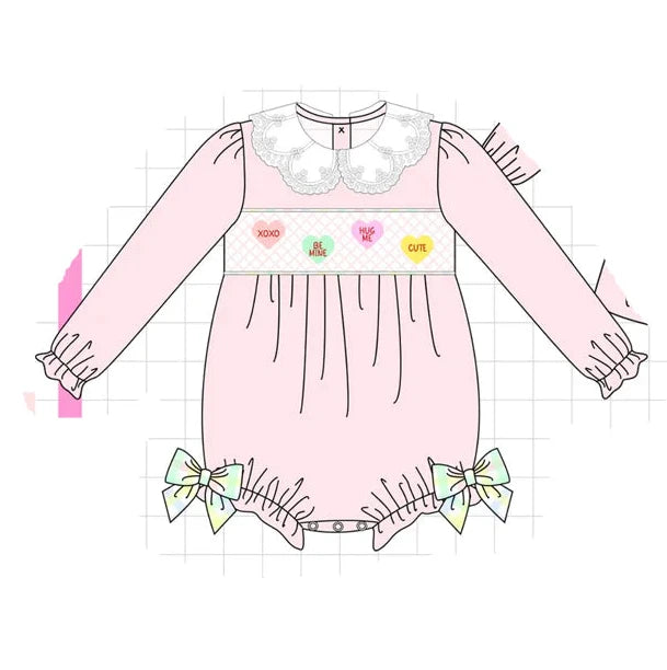 PO95 Pink heart smocked plaid collection - Bubble