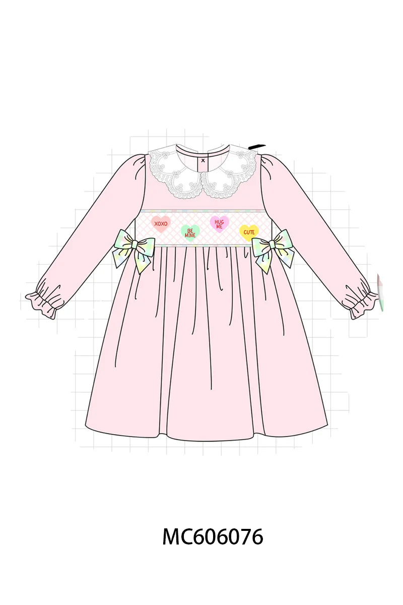 PO95 Pink heart smocked plaid collection - Dress