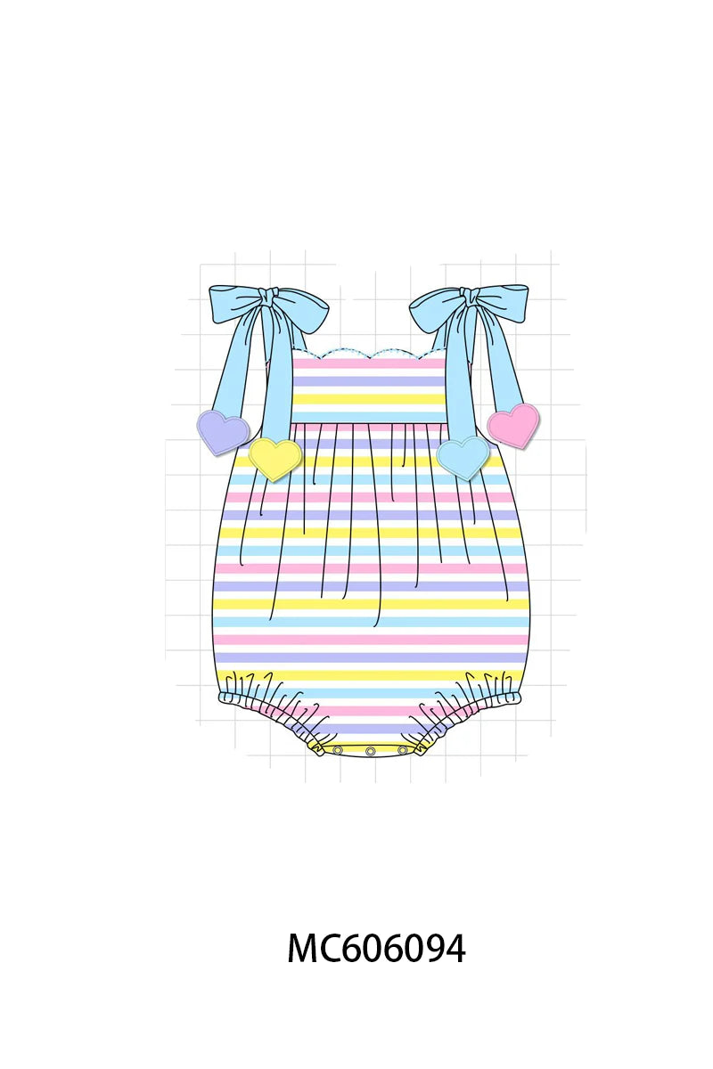 PO95 Rainbow stripe valentine heart applique collection - Bubble