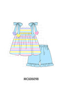PO95 Rainbow stripe valentine heart applique collection - Short Set