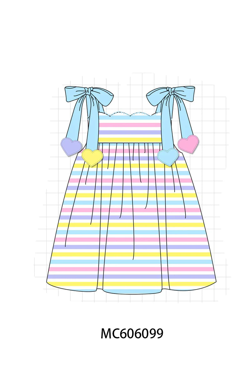 PO95 Rainbow stripe valentine heart applique collection - Dress