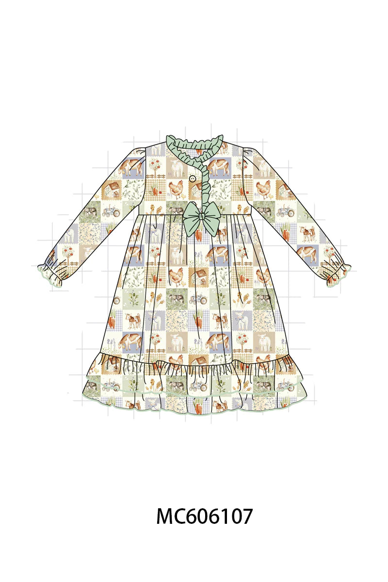 PO95 Sage farm checkered bamboo collection - Dress