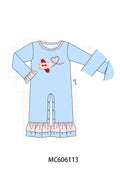PO95 Blue valentine's day airplane applique collection - Girls Romper