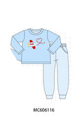 PO95 Blue valentine's day airplane applique collection - Boys Pant Set