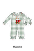 PO95 Red christmas gingerbread applique gingham collection - Girl Romper