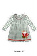 PO95 Red christmas gingerbread applique gingham collection- Dress