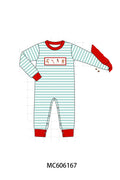 PO95 Mint christmas gingerbread embroidery collection - Boy Romper