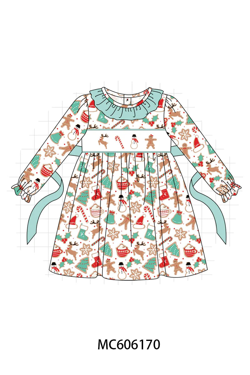 PO95 Mint christmas gingerbread embroidery collection - Dress