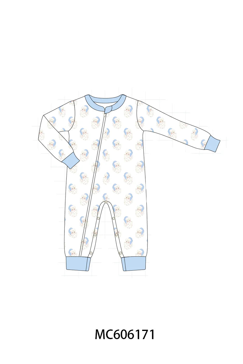 PO95 Blue&pink christmas santa claus pajama collection - Sleeper Onesie