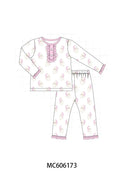 PO95 Blue&pink christmas santa claus pajama collection - Girl Pant Set