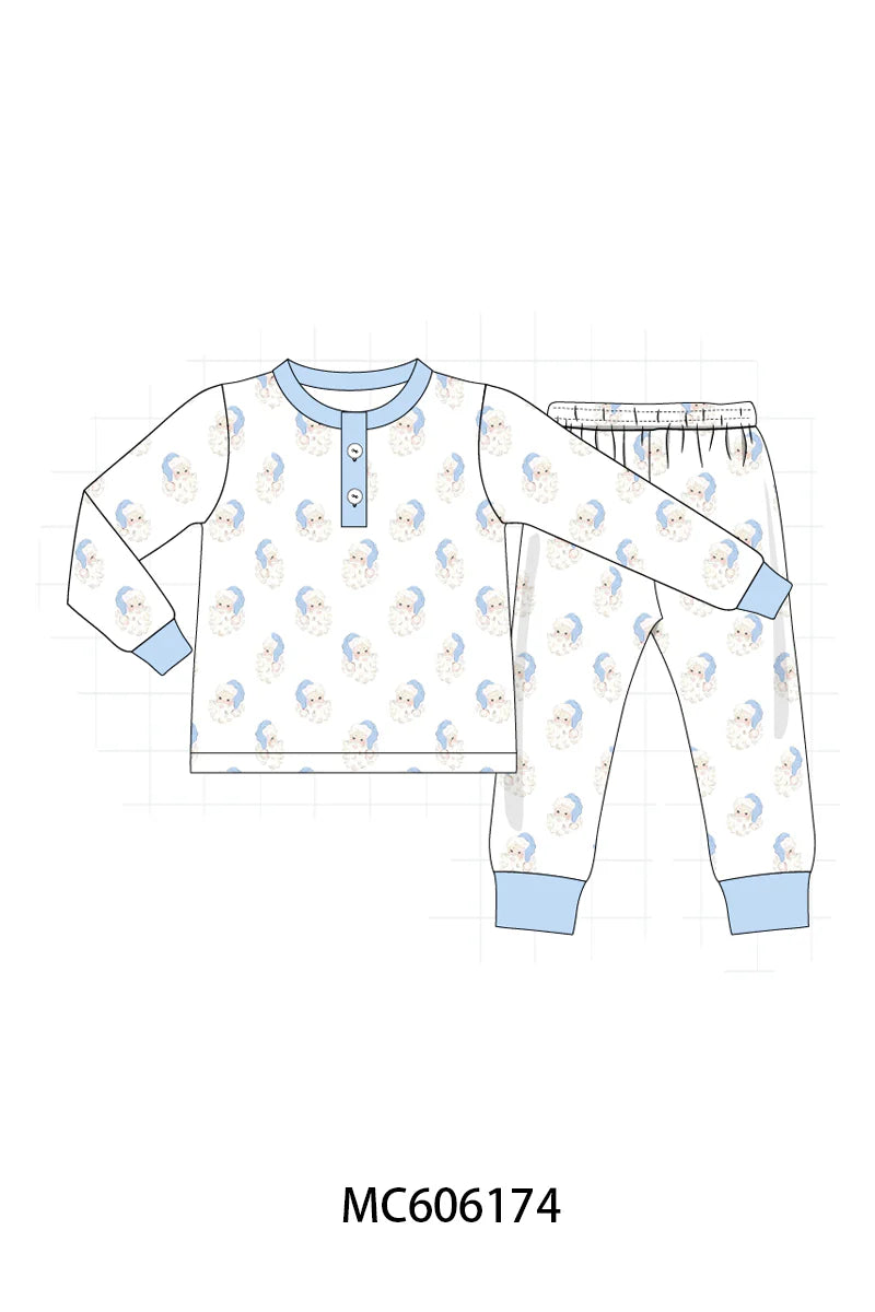 PO95 Blue&pink christmas santa claus pajama collection - Boy Pant Set