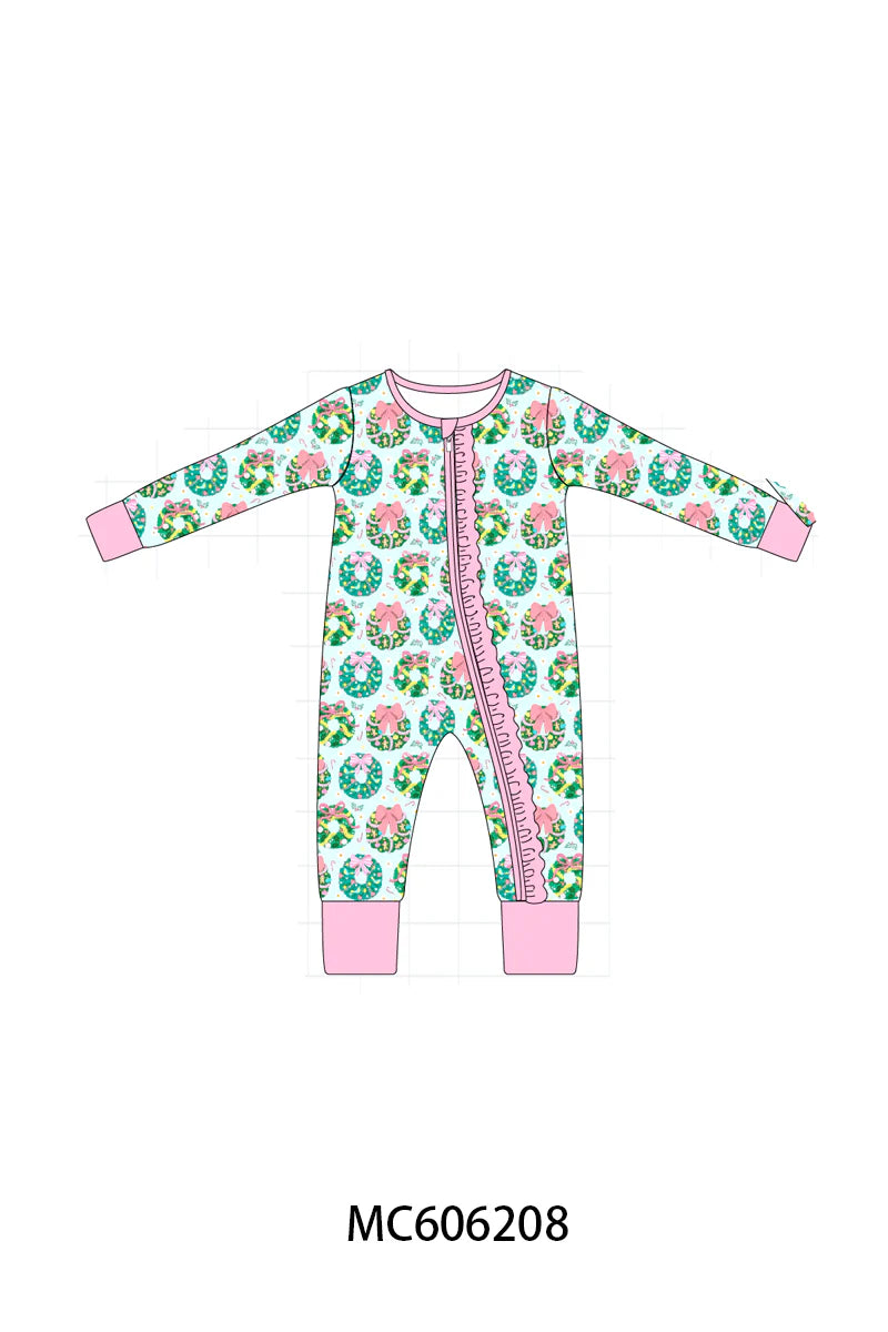 PO95 Teal nativity embroidery plaid collection - Sleeper Onesie