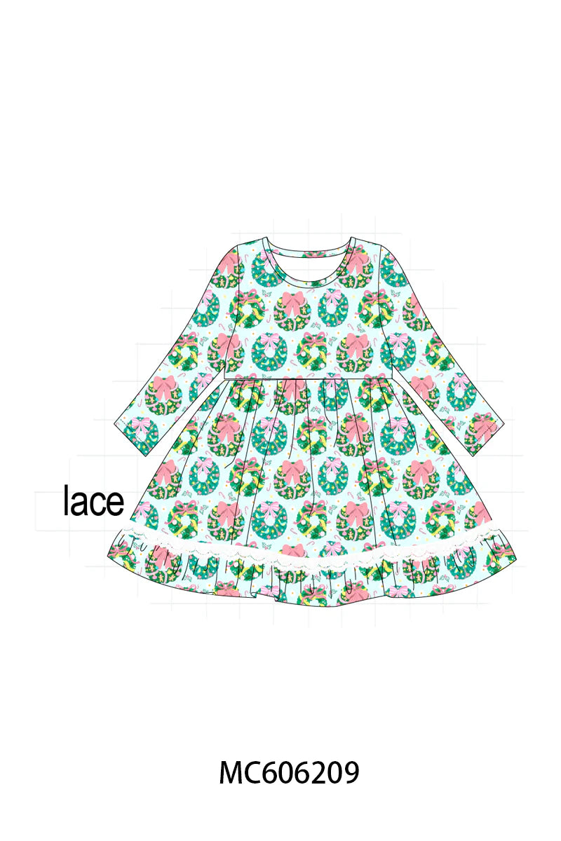 PO95 Green christmas wreath print collection - Dress