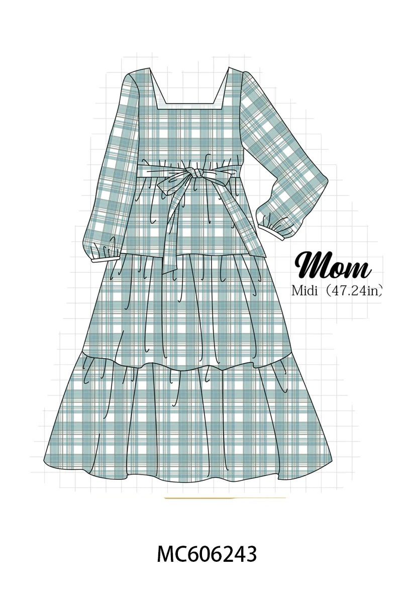 PO95 Teal nativity embroidery plaid collection - Mommy Match
