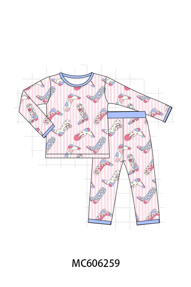 PO95 Blue western boots stripe bamboo collection - Pant Set