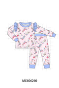 PO95 Blue western boots stripe bamboo collection - Pant Set with ruffles