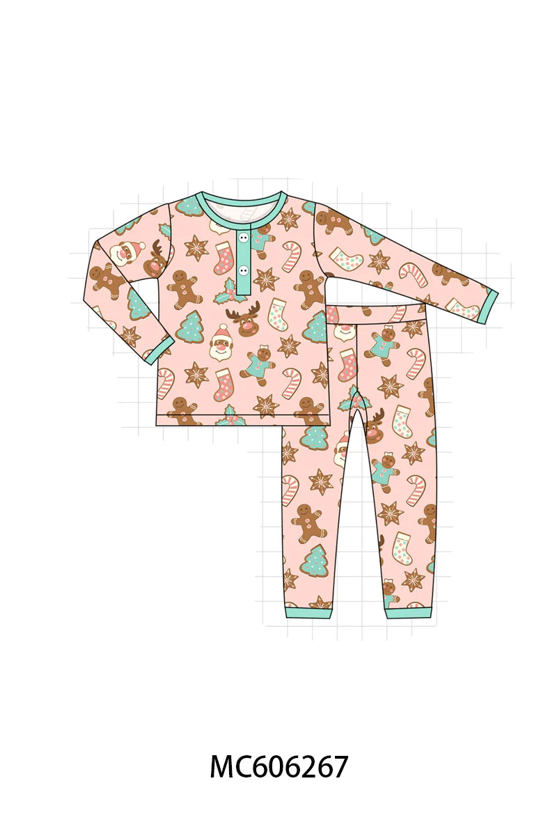 PO95 Pink gingerbread cookie bamboo collection - Pant Set