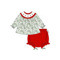 PO95 Green christmas tree embroidery collection - Bloomer Set
