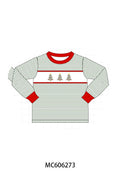 PO95 Green christmas tree embroidery collection- Boys Shirt