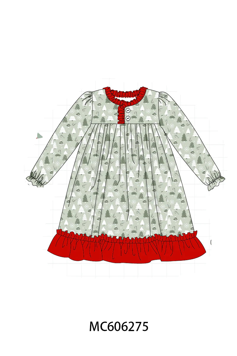 PO95 Green christmas tree embroidery collection - Night Gown