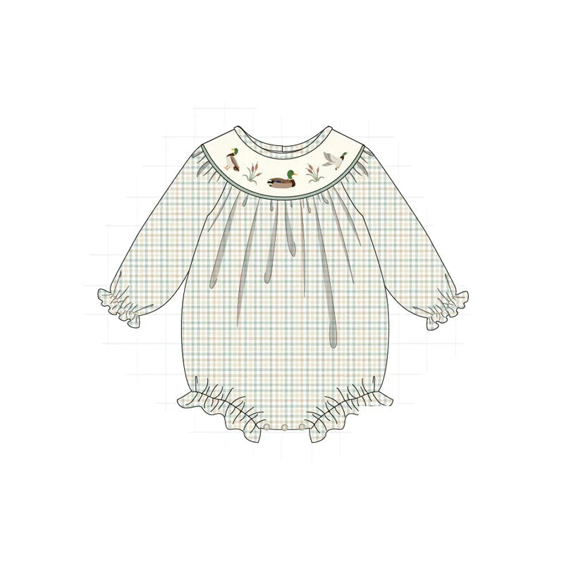 PO95 Sage duck embroidery plaid collection - Bubble