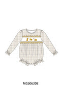 PO95 Brown puppy embroidery plaid collection