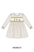 PO95 Brown puppy embroidery plaid collection - Dress