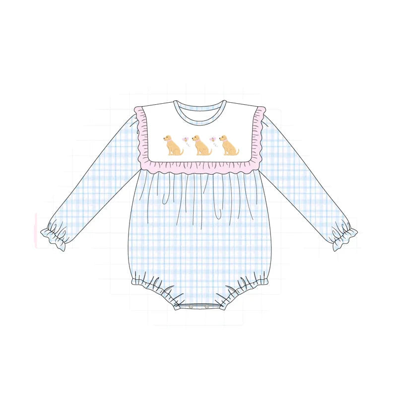 PO95 Blue puppy embroidery plaid collection - Bubble