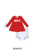 PO95 Red christmas santa tree gingerbread applique collection - Bloomer Set