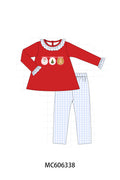 PO95 Red christmas santa tree gingerbread applique collection - Girl Pant Set