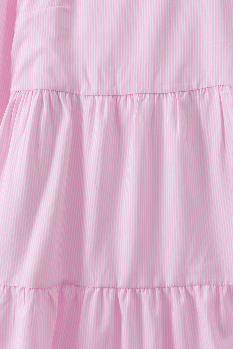 Pink stripe tiered maxi dress