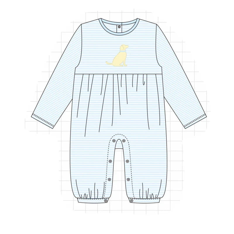 PO94 Pink&blue stripe bow applique collection - Boys Romper