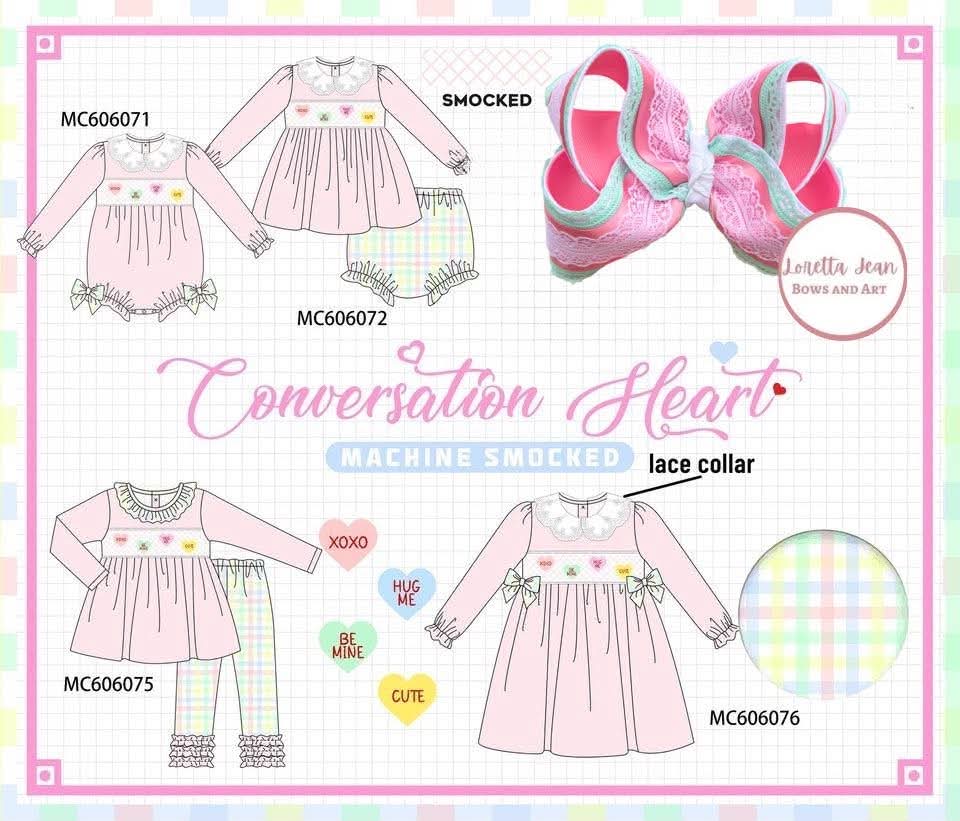 PO95 Pink heart smocked plaid collection