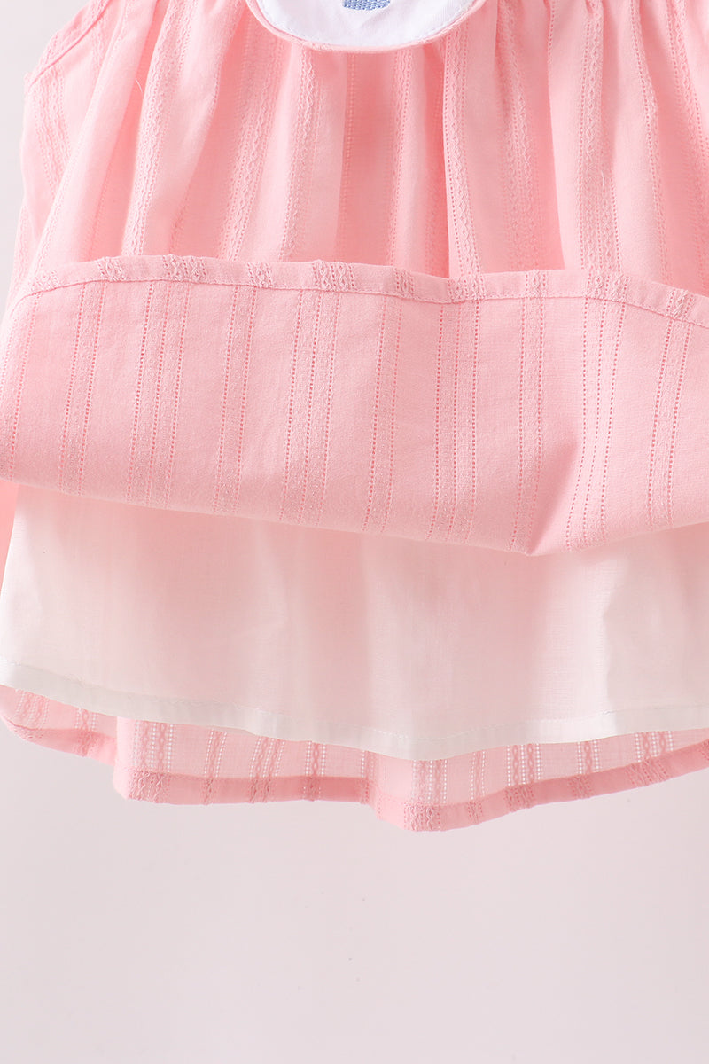 PINK PRINCESS EMBROIDERED JACQUARD DRESS