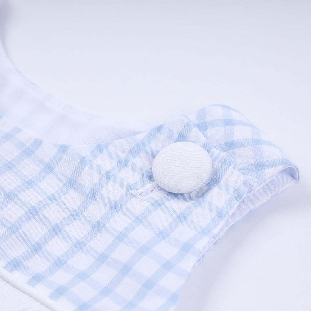 BLUE CHARACTER HAND SMOCKED GINGHAM BUBBLE