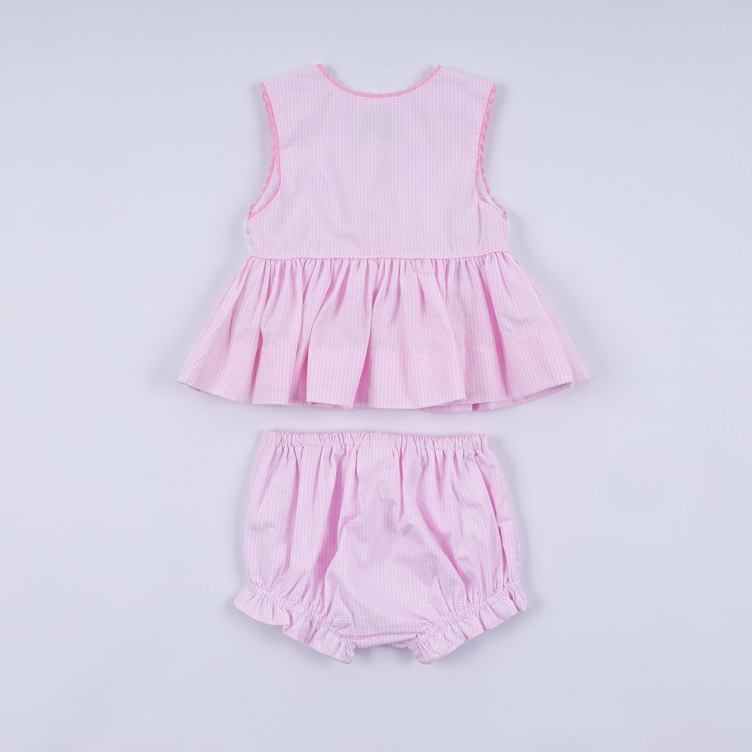 PINK PRINCESS HAND SMOCKED PLAID BLOOMER SET