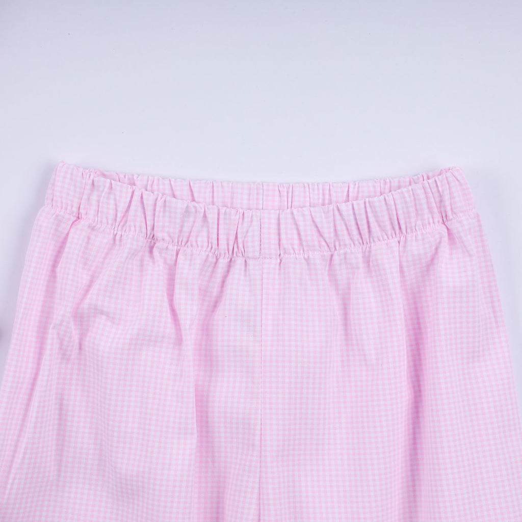 PINK CHRISTMAS TREE HAND SMOCKED RUFFLE PANTS SET
