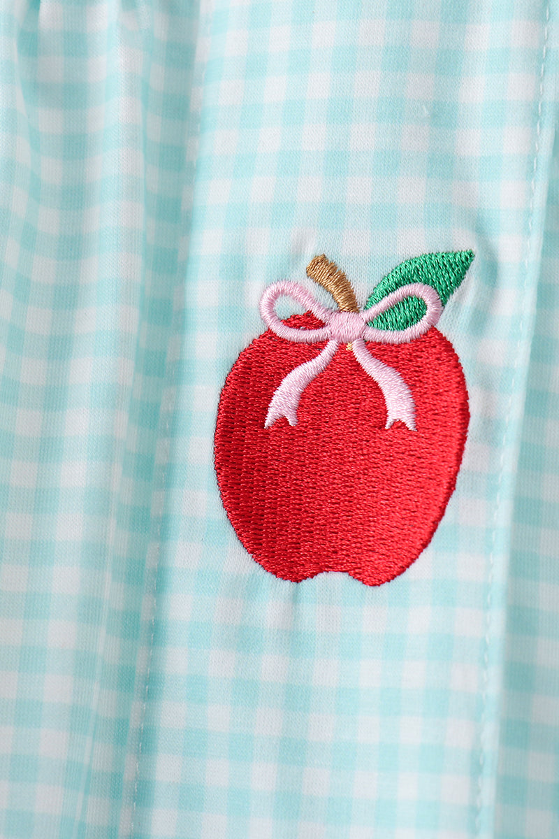 BLUE APPLE SMOCKED RUFFLE SHORTS SET