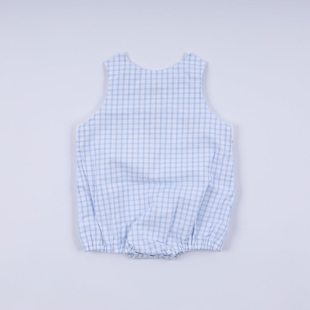 BLUE CHARACTER HAND SMOCKED GINGHAM BUBBLE