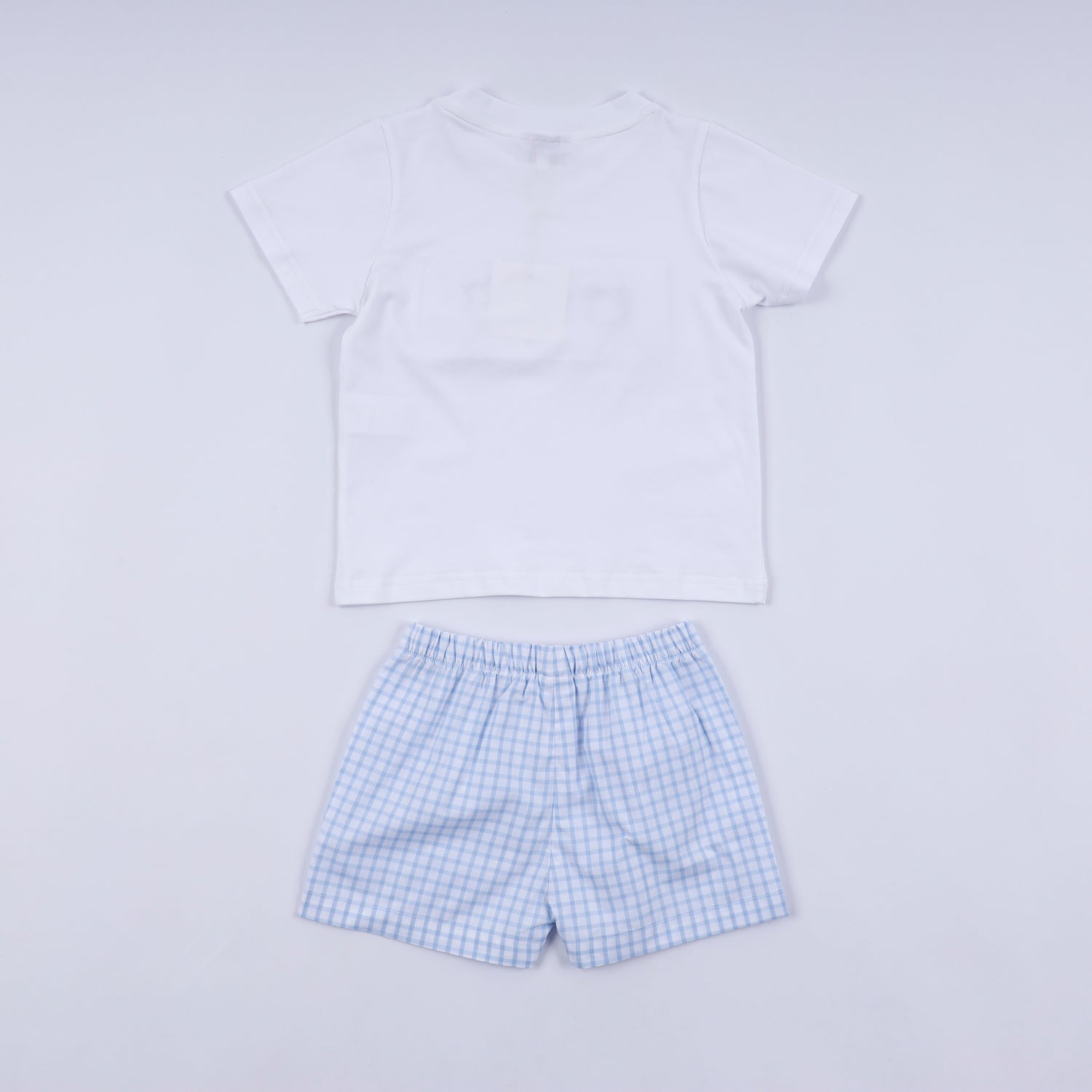 BLUE CHARACTER HAND SMOCKED GINGHAM SHORTS SET