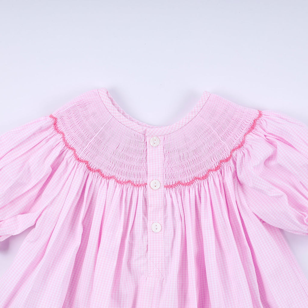 PINK CHRISTMAS TREE HAND SMOCKED RUFFLE PANTS SET